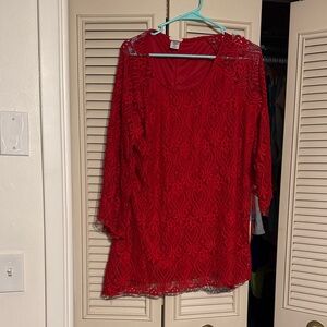 Brittany Black Red Lace Top